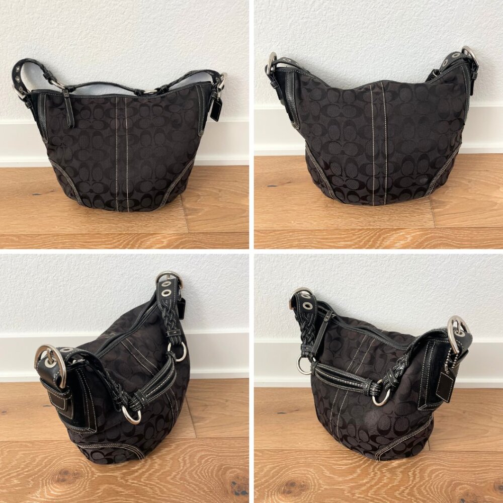 Vintage Coach Purse Hobo Signature Shoulder Bag Black Monogram 6279 Y2K - Picture 4 of 11